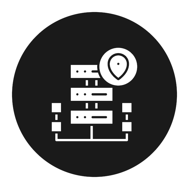 El icono del vector de ubicación del servidor se puede utilizar para el conjunto de iconos de alojamiento web