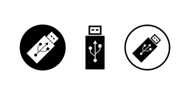 Icono de vector de unidad flash usb Conjunto de disco de pestañas para memoria de almacenamiento