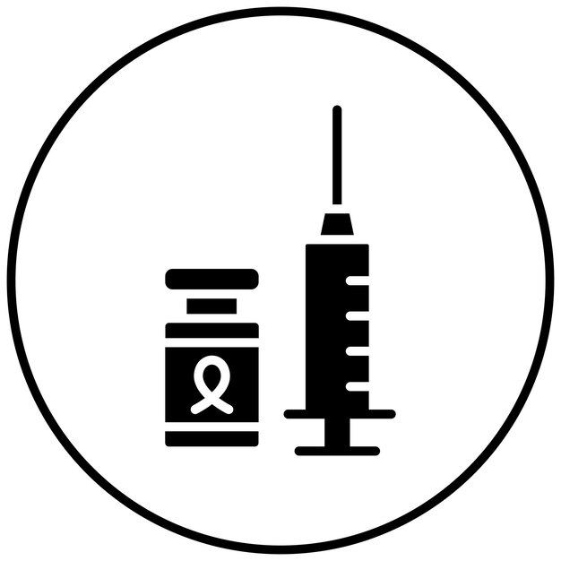 El icono del vector de la vacuna contra el cáncer se puede utilizar para el conjunto de iconos de quimioterapia