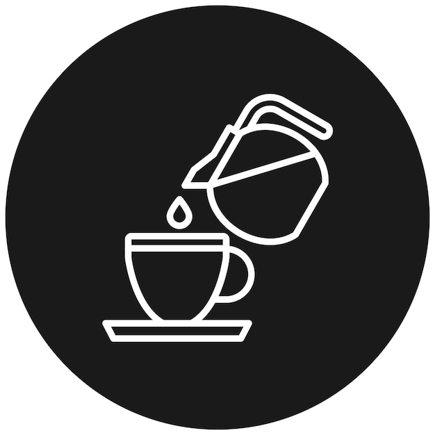 El icono del vector de vertido de café se puede usar para el conjunto de iconos de la cafetería