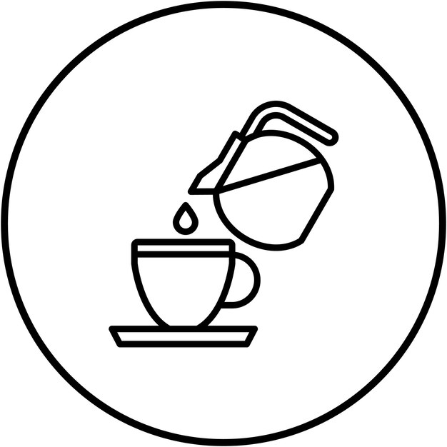 El icono del vector de vertido de café se puede usar para el conjunto de iconos de la cafetería