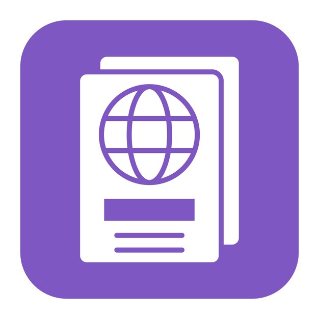 El icono del vector de viaje de Visa se puede utilizar para el conjunto de iconos de planificación de vacaciones