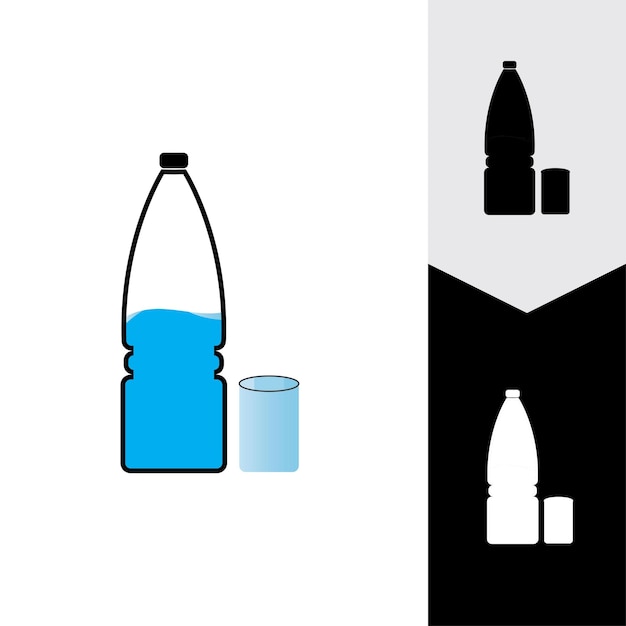 Icono de vector de vidrio y botella de plástico