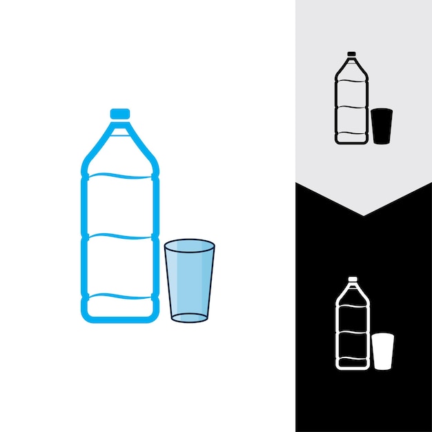 Icono de vector de vidrio y botella de plástico