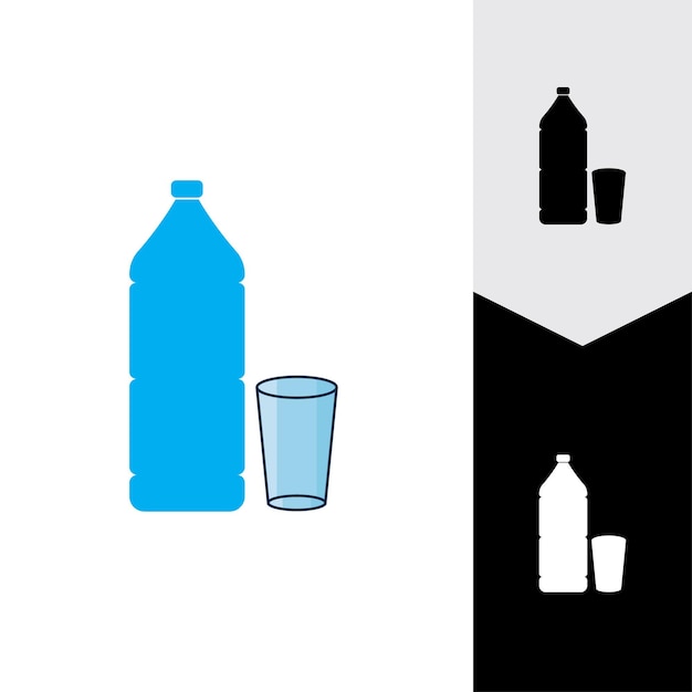 Icono de vector de vidrio y botella de plástico