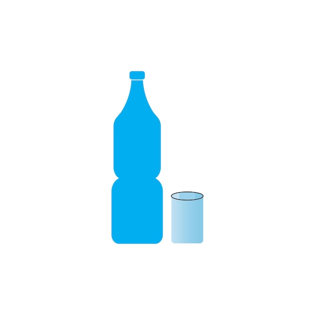 Icono de vector de vidrio y botella de plástico