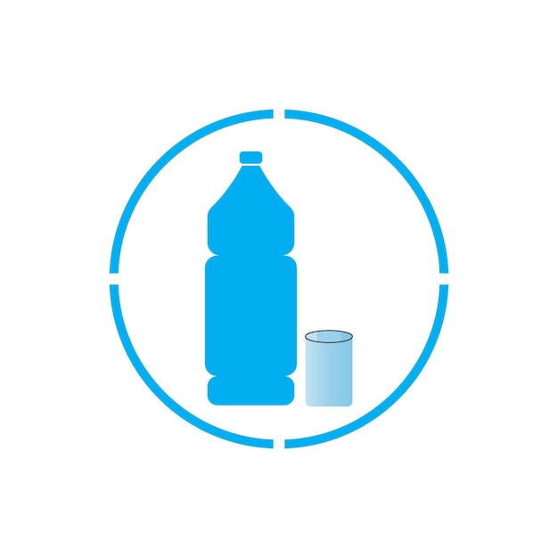 Icono de vector de vidrio y botella de plástico
