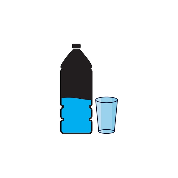 Icono de vector de vidrio y botella de plástico
