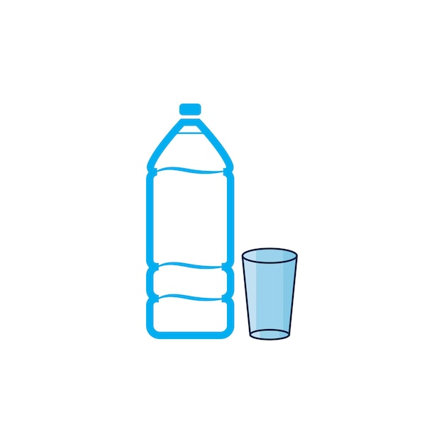 Icono de vector de vidrio y botella de plástico