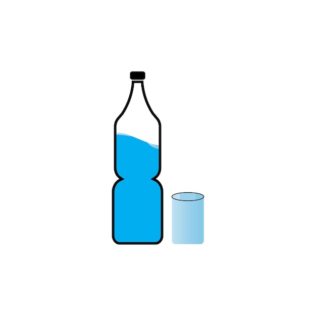 Icono de vector de vidrio y botella de plástico
