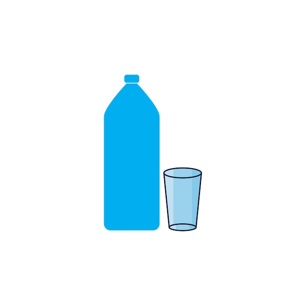 Icono de vector de vidrio y botella de plástico