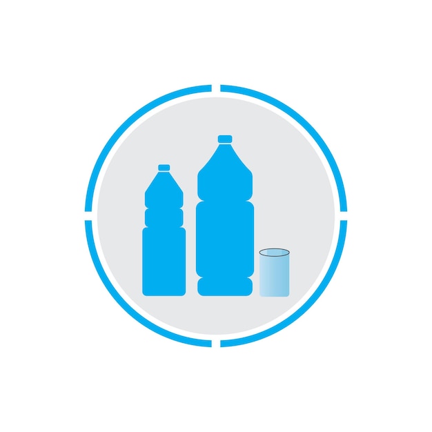 Icono de vector de vidrio y botella de plástico