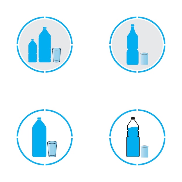 Icono de vector de vidrio y botella de plástico