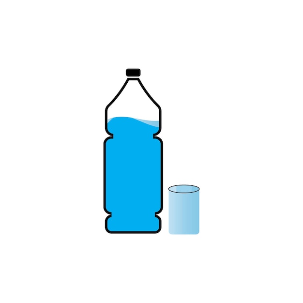 Icono de vector de vidrio y botella de plástico