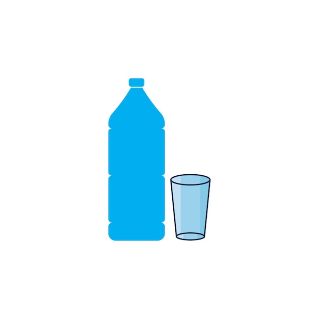Icono de vector de vidrio y botella de plástico