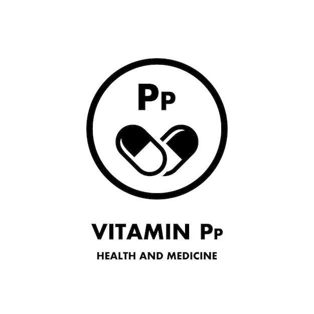 Icono del vector de la vitamina pp icono del vector para la salud icono de la píldora de vitaminas