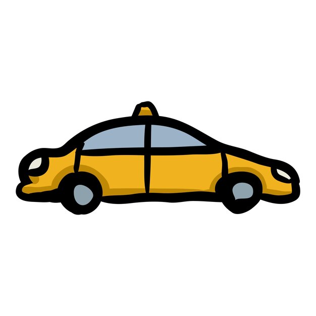 El icono de Vector Yellow Taxi Car Doodle