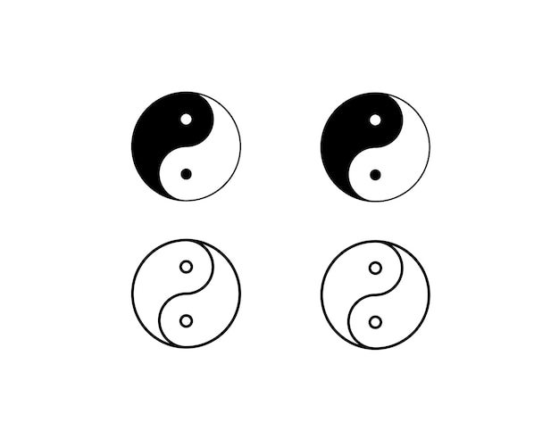 Ícono del vector yin-yang símbolo taoísta de la armonía y el equilibrio religión filosofía meditación