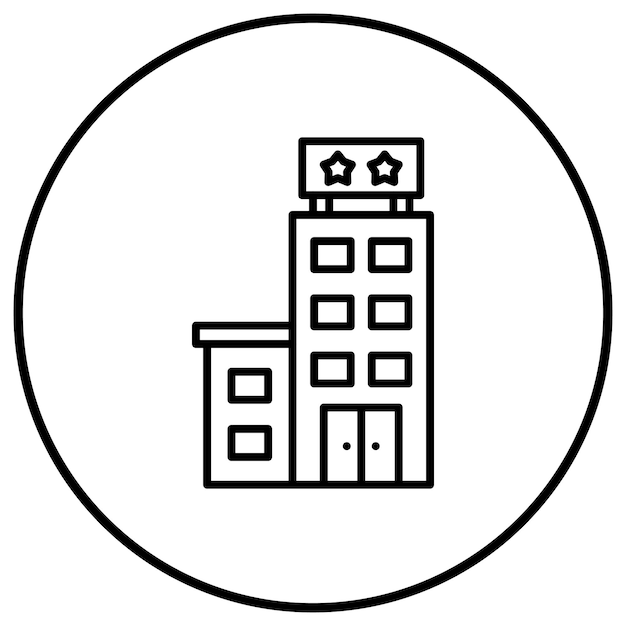 El icono vectorial de 2 estrellas del hotel se puede utilizar para el conjunto de iconos de gestión del hotel
