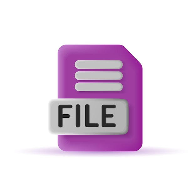 Ícono vectorial 3D de archivo o documento en el fondo