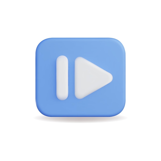 Icono vectorial 3D de un botón de reproducción azul que representa la acción y la interacción con los medios