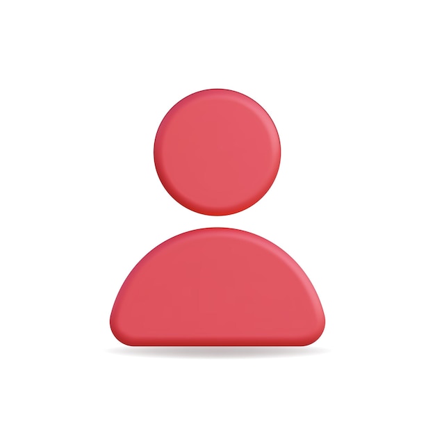 Icono vectorial 3D de una figura humana simple en rojo que representa la individualidad y la identidad