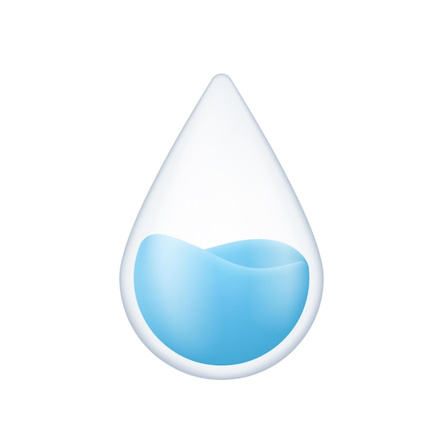 Vector icono vectorial 3d de gota de agua estilo minimalista de dibujos animados