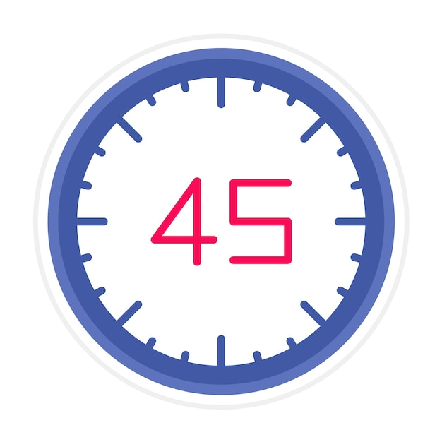 El icono vectorial de 45 minutos se puede utilizar para el conjunto de iconos de hora y fecha