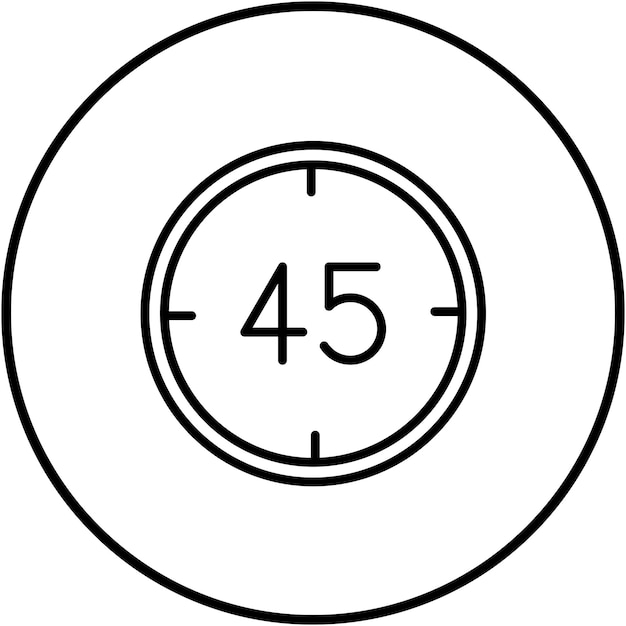 El icono vectorial de 45 minutos se puede utilizar para el conjunto de iconos de hora y fecha