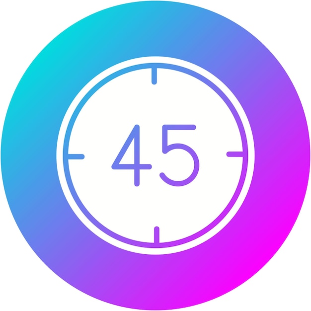 El icono vectorial de 45 minutos se puede utilizar para el conjunto de iconos de hora y fecha