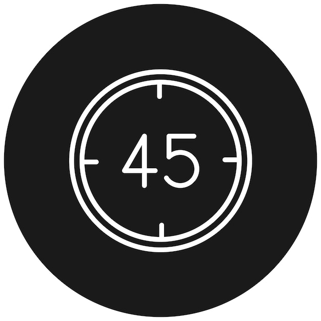 El icono vectorial de 45 minutos se puede utilizar para el conjunto de iconos de hora y fecha