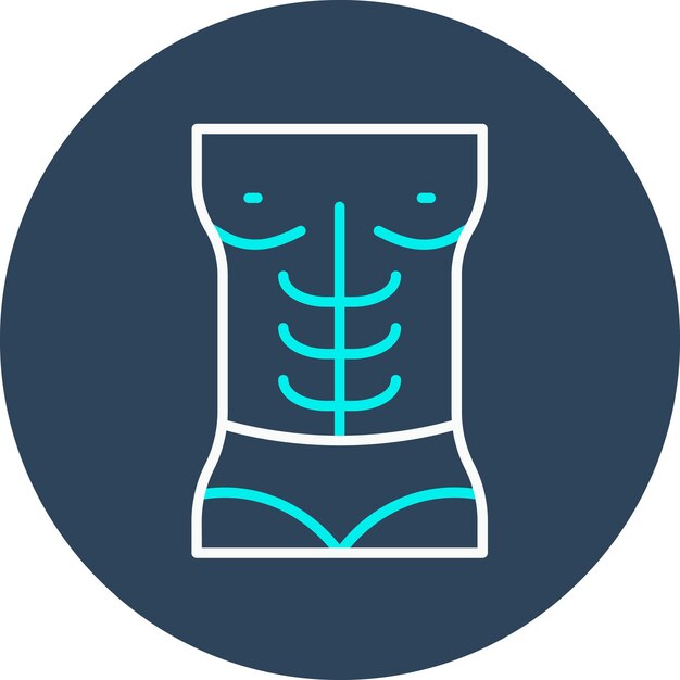 El icono vectorial de abs puede usarse para el conjunto de iconos del gimnasio