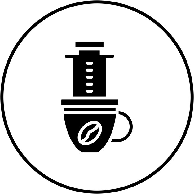 El icono vectorial de Aeropress se puede usar para el conjunto de iconos de Coffee Shop