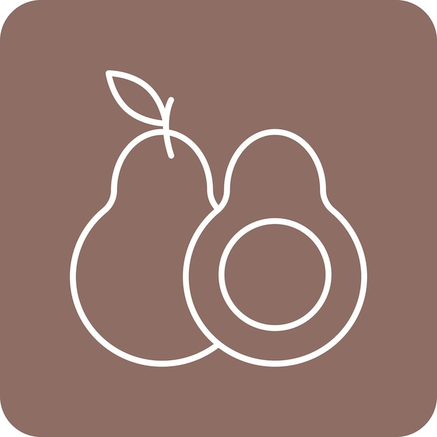 El icono vectorial de aguacate se puede utilizar para el conjunto de iconos de frutas y verduras