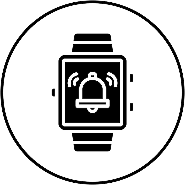 El icono vectorial de la alarma del reloj inteligente se puede utilizar para configurar el icono de la hora y la fecha