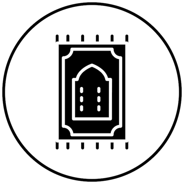 El icono vectorial de la alfombra de oración se puede usar para el conjunto de iconos de la peregrinación de Hajj