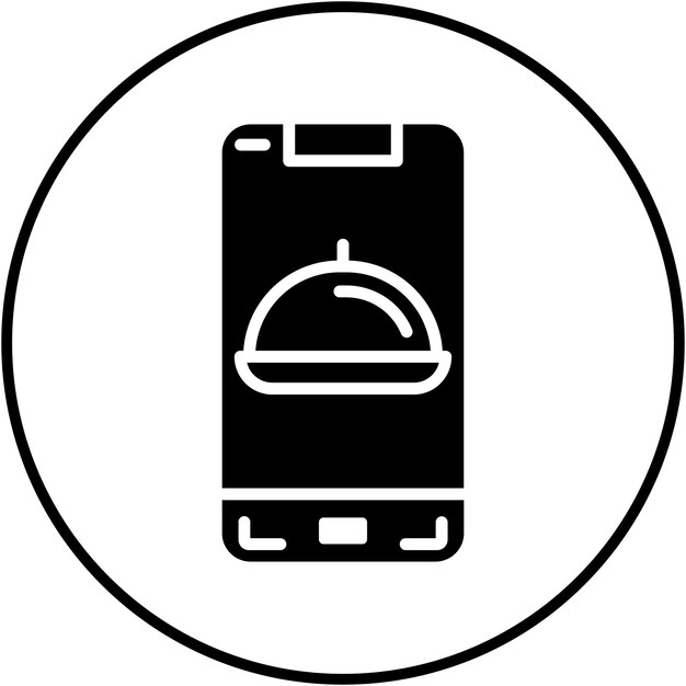 El icono vectorial de alimentos móviles se puede utilizar para el conjunto de iconos de aplicaciones móviles