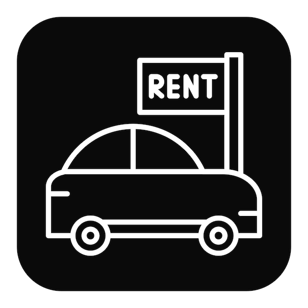 El icono vectorial de alquiler de automóviles se puede utilizar para el conjunto de iconos de la agencia de viajes