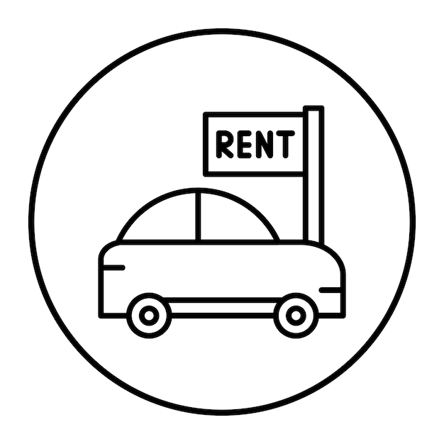 El icono vectorial de alquiler de automóviles se puede utilizar para el conjunto de iconos de la agencia de viajes
