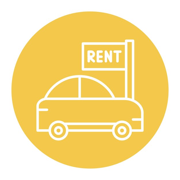 El icono vectorial de alquiler de automóviles se puede utilizar para el conjunto de iconos de la agencia de viajes