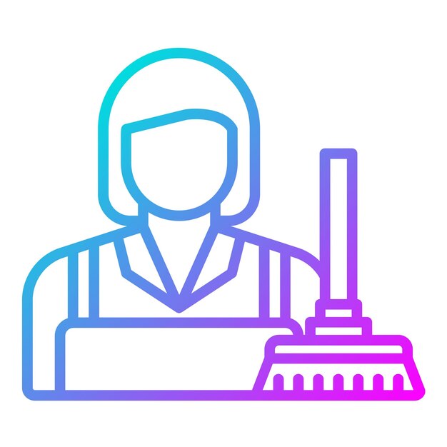El icono vectorial de la ama de llaves se puede usar para el conjunto de iconos de limpieza y limpieza de polvo