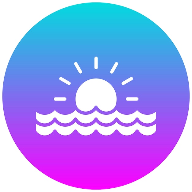 El icono vectorial del amanecer se puede usar para el conjunto de iconos de la línea costera