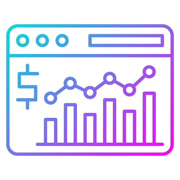 El icono vectorial de análisis de sitios web se puede utilizar para el conjunto de iconos de banca y finanzas