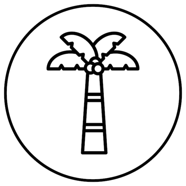 El icono vectorial del árbol de coco se puede usar para el conjunto de iconos de verano