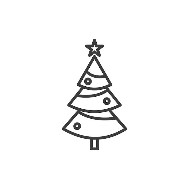 Icono vectorial del árbol de Navidad establecido en estilo negro lleno y delineado