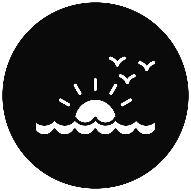 El icono vectorial del atardecer se puede usar para el icono del océano