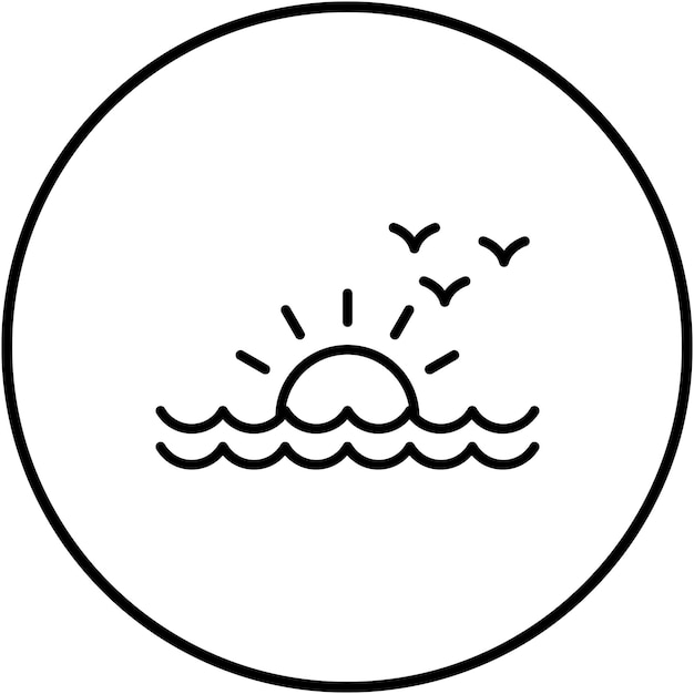 El icono vectorial del atardecer se puede usar para el icono del océano