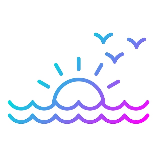El icono vectorial del atardecer se puede usar para el icono del océano