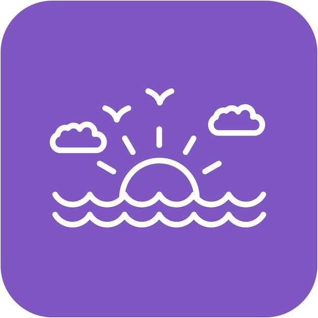 El icono vectorial del atardecer se puede usar para el iconset de Beach Resort