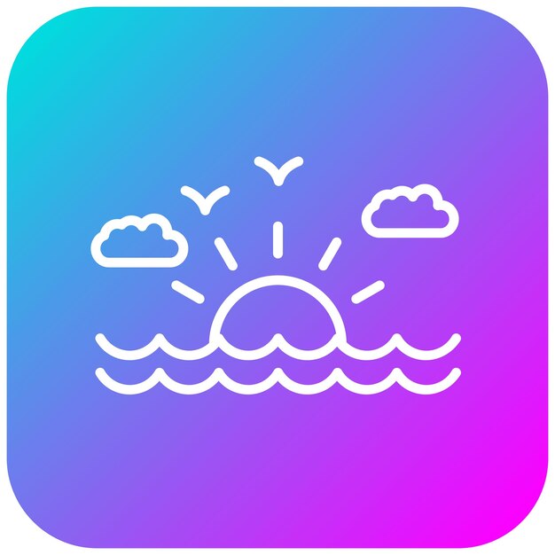 El icono vectorial del atardecer se puede usar para el iconset de Beach Resort